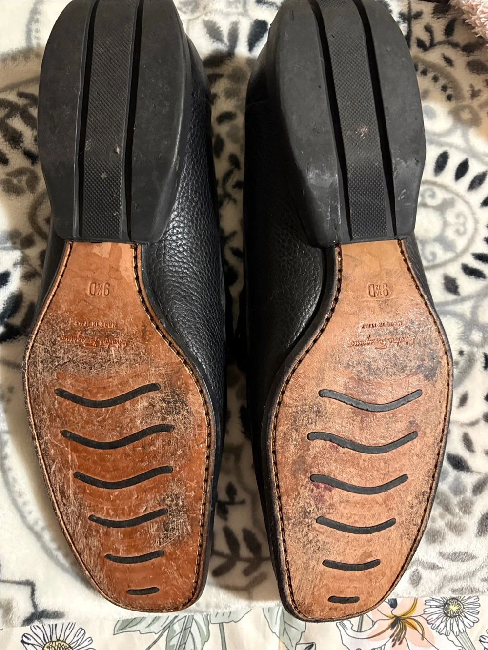 Salvatore Ferragamo Black Leather Bit Slip-On Loafers